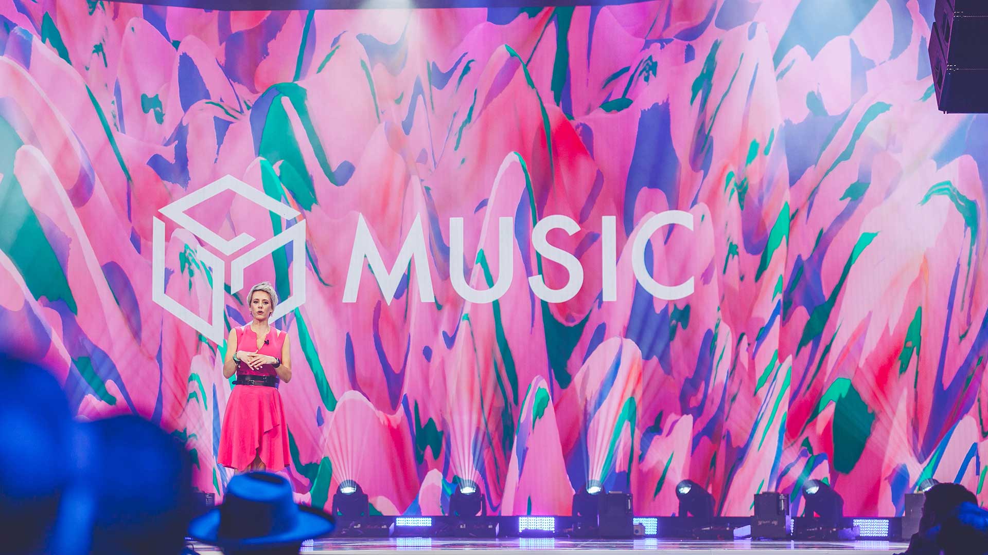 Gala-music-brand-launch- speaker with pink background