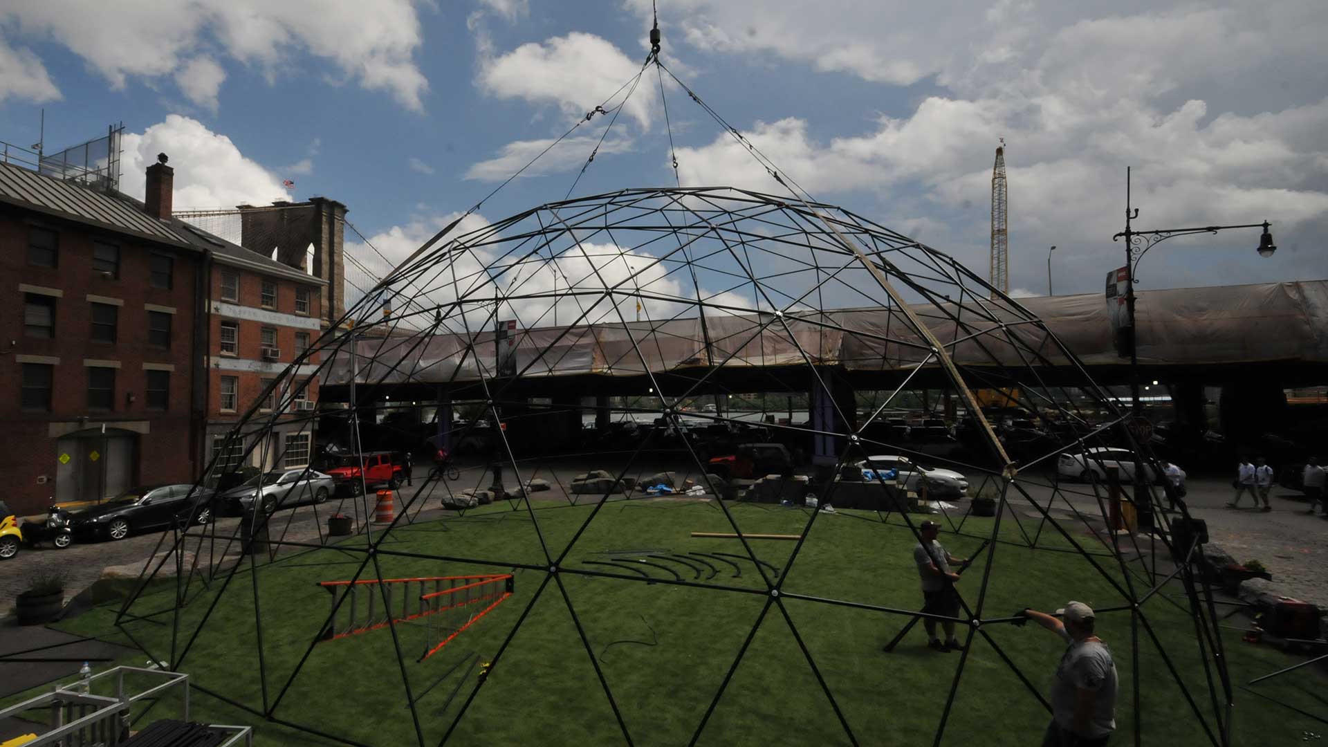 custom dome structure being built- experiential-marketing